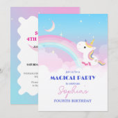 Uitnodiging voor een eenhoornfeest met glitters &  (Voorkant / Achterkant)