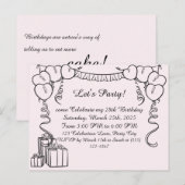 Uitnodiging voor een eenvoudige outline verjaardag (Voorkant / Achterkant)