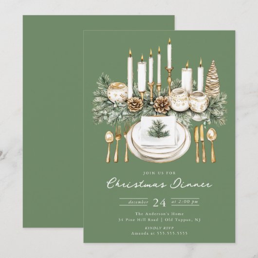 Uitnodiging voor een Elegant Kerstmaal bij Kaarsli (Voorkant / Achterkant)