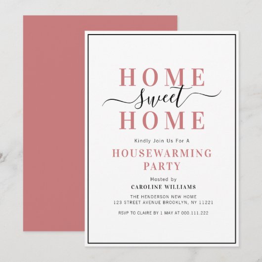 uitnodiging voor een elegant lijst-huisverwarmings (Voorkant / Achterkant)