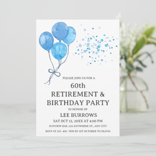 Uitnodiging voor een elegant pensioen en verjaarda (Staand voorkant)