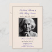 Uitnodiging voor een elegante begrafenis-/herdenki (Voorkant / Achterkant)