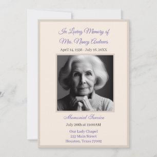 Uitnodiging voor een elegante begrafenis-/herdenki