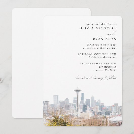 Uitnodiging voor een elegante bruiloft met Seattle (Voorkant / Achterkant)