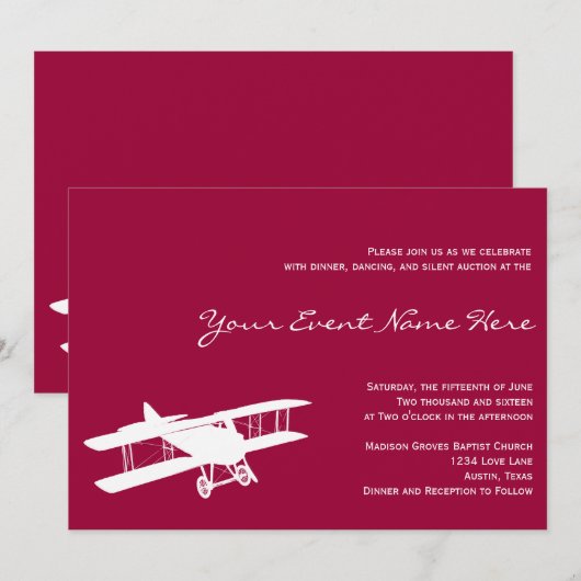 uitnodiging voor een evenement met magenta roze (Voorkant / Achterkant)