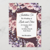 Uitnodiging voor een exclusieve bruiloft, rozen, k (Voorkant / Achterkant)