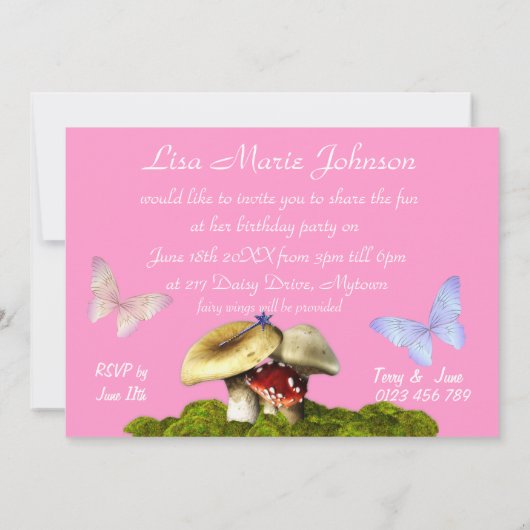 uitnodiging voor een fairy princess (Achterkant)