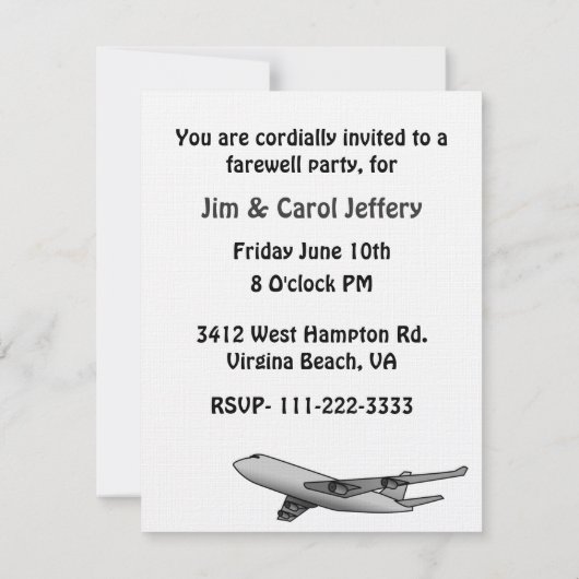 Uitnodiging voor een Farewell Party (Achterkant)