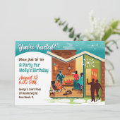 Uitnodiging voor een feest in een huis in Mid-cent (Staand voorkant)