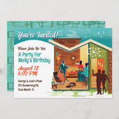 Uitnodiging voor een feest in een huis in Mid-cent (Voorkant / Achterkant)