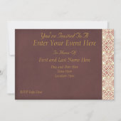 Uitnodiging voor een feest in Rustieke Rood (Achterkant)