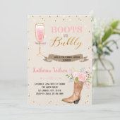 Uitnodiging voor een feest met laarzen en bubbels (Staand voorkant)