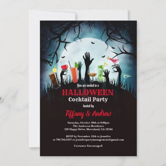 Uitnodiging voor een feest. Zombie cocktail party (Voorkant)
