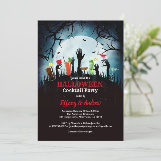 Uitnodiging voor een feest. Zombie cocktail party (Staand voorkant)