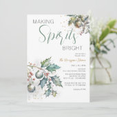 Uitnodiging voor een feestelijke Kerst met hulst (Staand voorkant)