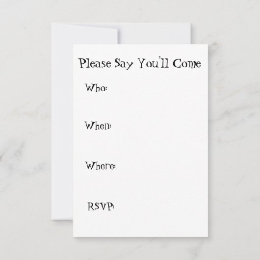 Uitnodiging voor een feestje ~ Grappig ~ Humerous (Achterkant)