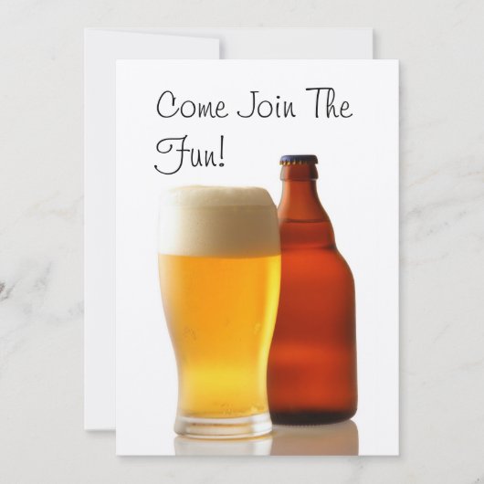 Uitnodiging voor een feestje met bierfles voor vri (Voorkant)
