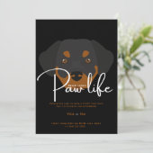 Uitnodiging voor een feestje met een malse puppyho (Staand voorkant)