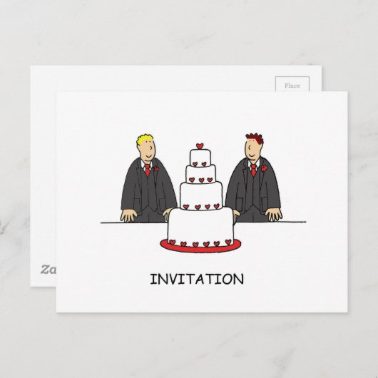 Uitnodiging voor een feestje Twee bruidegoms en ee (Voorkant / Achterkant)