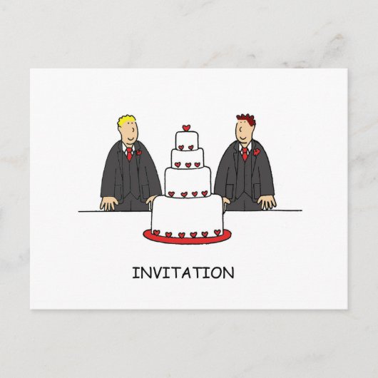 Uitnodiging voor een feestje Twee bruidegoms en ee (Voorkant)