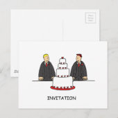 Uitnodiging voor een feestje Twee bruidegoms en ee Briefkaart (Voorkant / Achterkant)