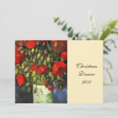 Uitnodiging voor een feestje. Vaas met rode papave (Staand voorkant)