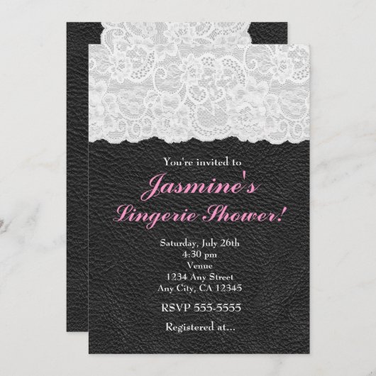 Uitnodiging voor een feestje van White Lace & Blac (Voorkant / Achterkant)