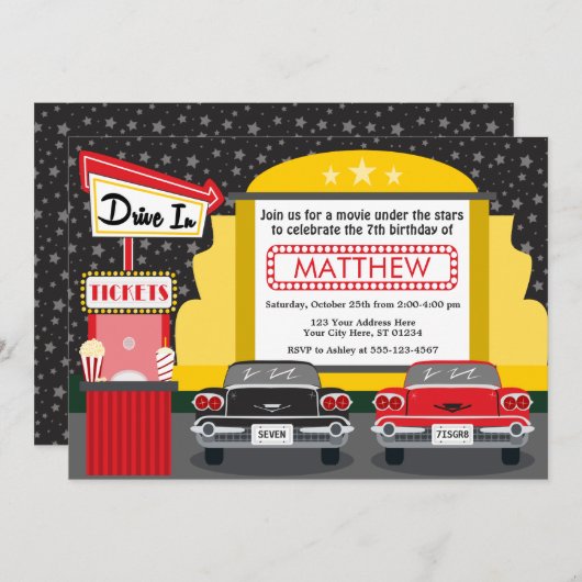 Uitnodiging voor een filmfeest | film voor buiten (Voorkant / Achterkant)