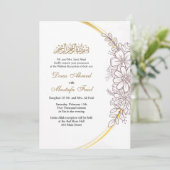 uitnodiging voor een florale moslim - bruiloft (Staand voorkant)