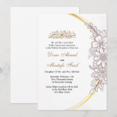 uitnodiging voor een florale moslim - bruiloft (Voorkant / Achterkant)