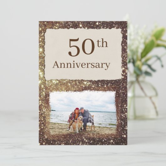 Uitnodiging voor een foto-feest ter ere van 50 jaa (Staand voorkant)