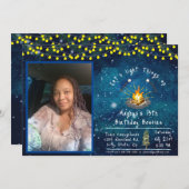 Uitnodiging voor een foto-kampvuurfeestje (Voorkant / Achterkant)