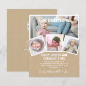 Uitnodiging voor een fotocollage voor 5e verjaarda (Voorkant / Achterkant)