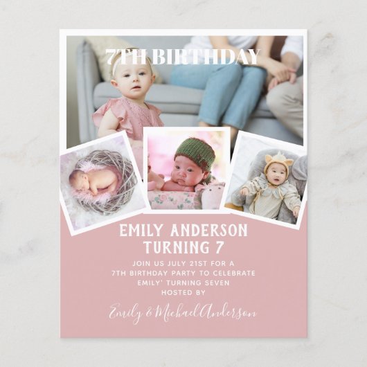 Uitnodiging voor een fotocollage voor de 7e verjaa flyer (Voorkant)