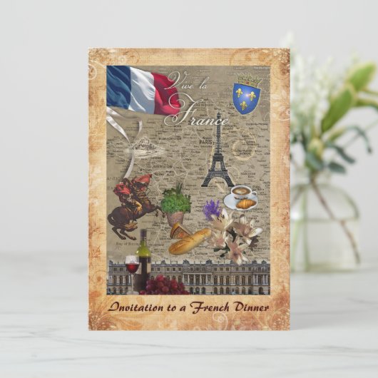 Uitnodiging voor een Frans diner (Staand voorkant)