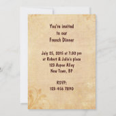 Uitnodiging voor een Frans diner (Achterkant)