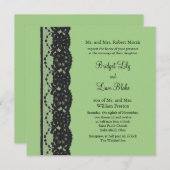 Uitnodiging voor een Frans Lace Wedding (groen) (Voorkant / Achterkant)