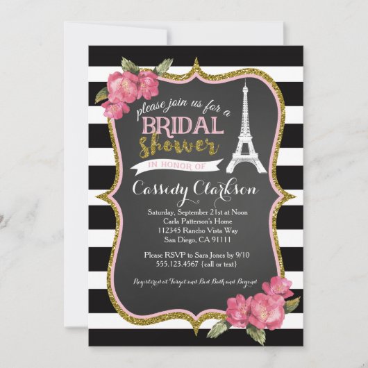 Uitnodiging voor een Franse bruidsdouche (Voorkant)