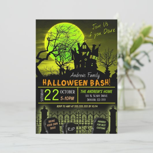 Uitnodiging voor een Gehekst Huis Feestje (Staand voorkant)