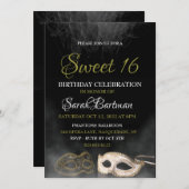Uitnodiging voor een gemaskerd sweet 16-feestje (Voorkant / Achterkant)