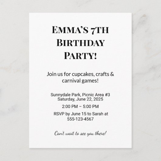 Uitnodiging voor een gepersonaliseerd verjaardagsf (Voorkant)