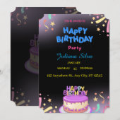 Uitnodiging voor een gepersonaliseerd verjaardagsf (Voorkant / Achterkant)