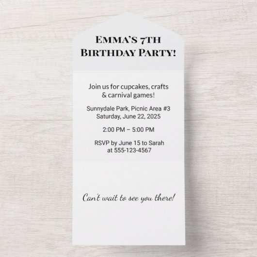 Uitnodiging voor een gepersonaliseerd verjaardagsf (Binnen)