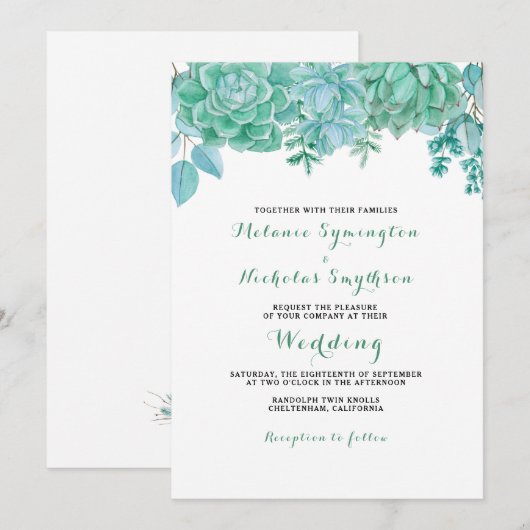 Uitnodiging voor een geslaagde en eucalyptusbruilo (Voorkant / Achterkant)