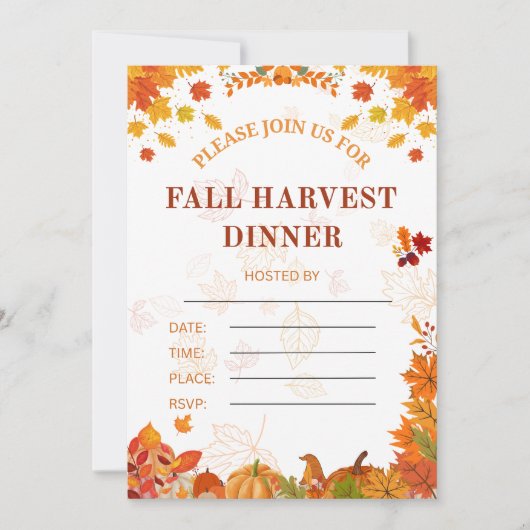 Uitnodiging voor een gezellige herfstdiner (Voorkant)