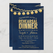 Uitnodiging voor een Gold and Navy repetitie diner (Voorkant / Achterkant)