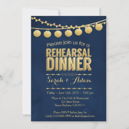 Uitnodiging voor een Gold and Navy repetitie diner