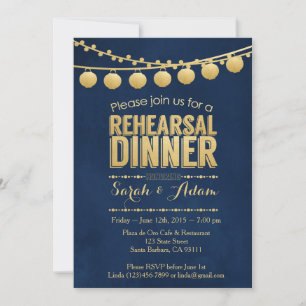 Uitnodiging voor een Gold and Navy repetitie diner