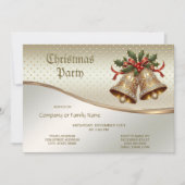 Uitnodiging voor een Gold Christmas Bells Party (Voorkant)