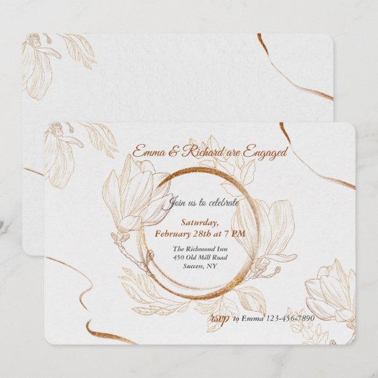 Uitnodiging voor een Golden Ring Engagement Party (Voorkant / Achterkant)